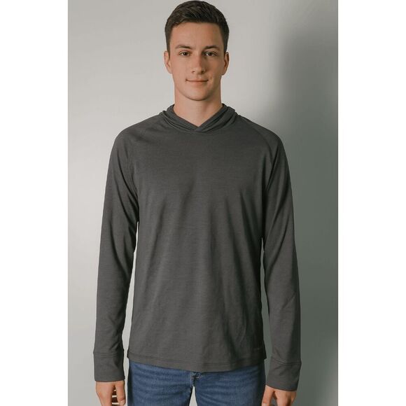 MOTION Men's  Gray Athletic Pullover Hoodie Lightweight Long Sleeve Activewear S - Picture 1 of 7